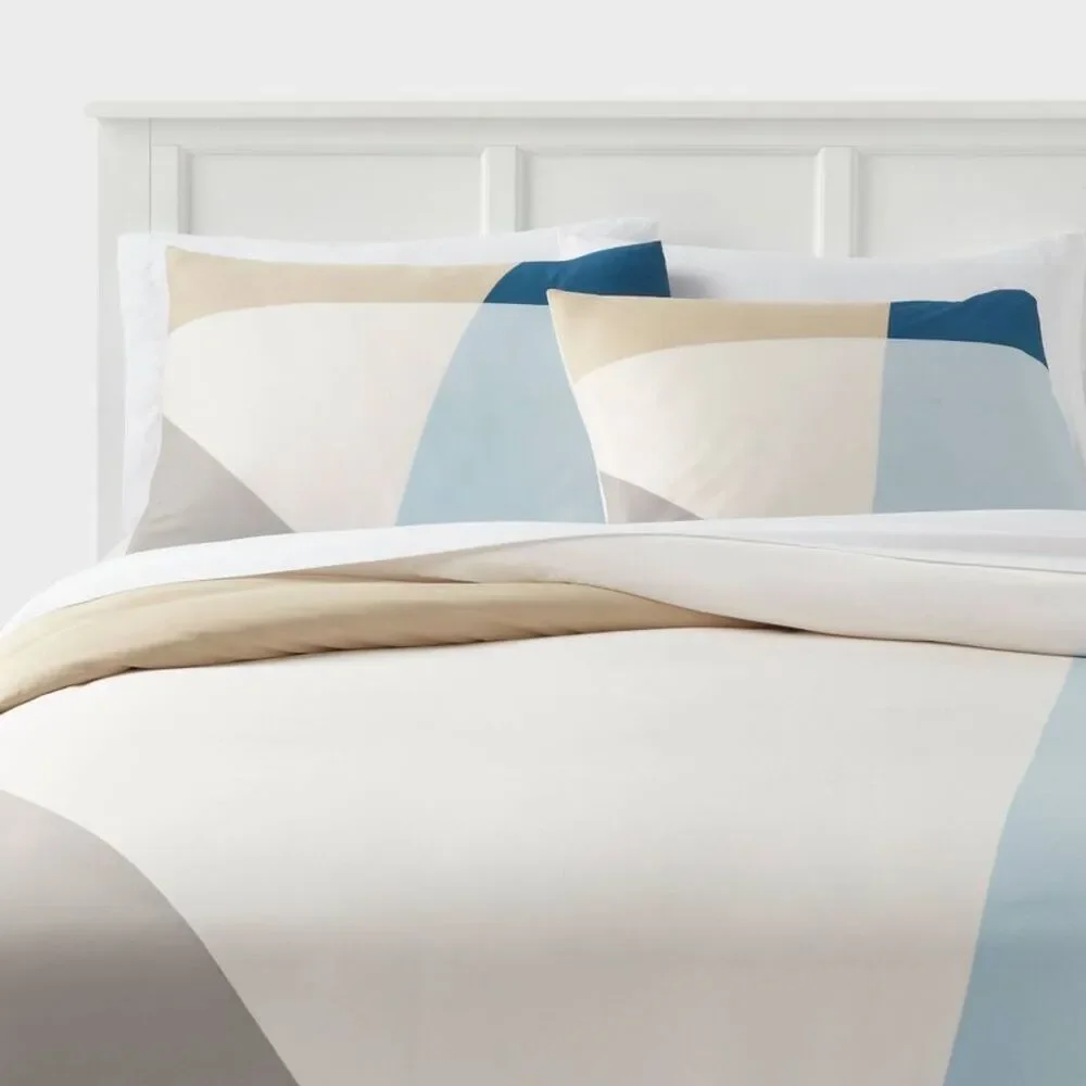 Room Essentials Geometric Comforter Set in Blue, Beige, Cream